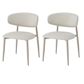 Kit 2 Cadeiras Napoli Agatha Fratini Assento Encosto Revestidos PU Nude Base Aco Champagne